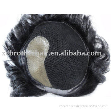 Natural high quality 100% human hair men's toupee